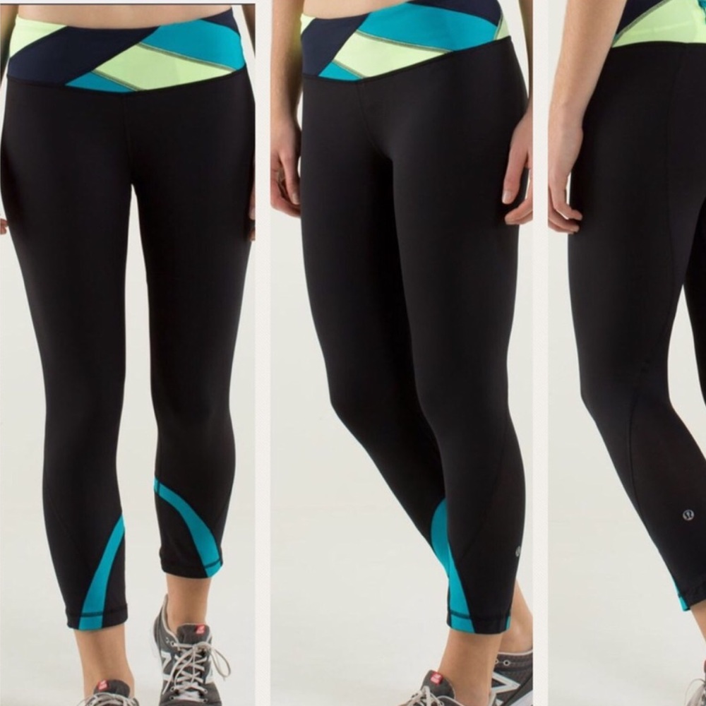 Lululemon Pants Inspire Crop 4 Black Green
